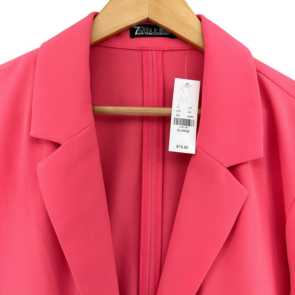 New York & Company 7th Avenue Design Studio Pink Open Front Blazer XL Careercore